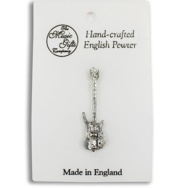 Pewter Bass Guitar Pin Badge