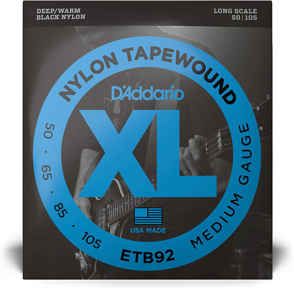 D'Addario Black Nylon Tape Wound 50-105 Bass Strings