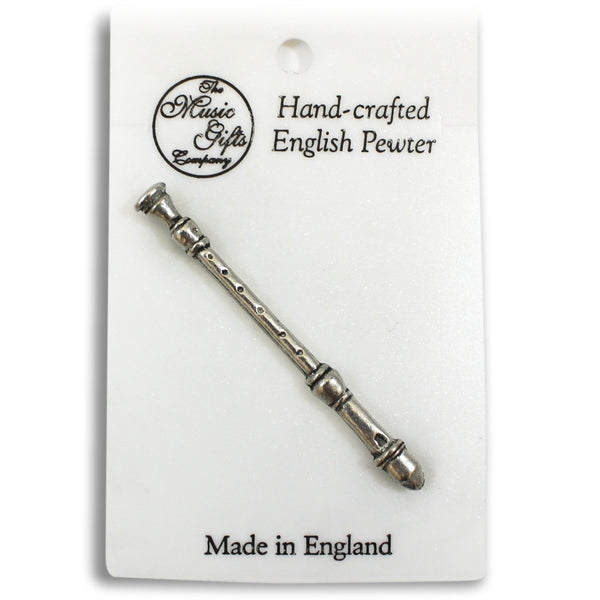 Pewter Recorder Pin Badge