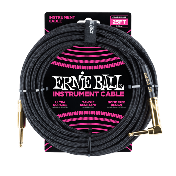 Ernie Ball P06058 25ft Instrument Cable Braided Black