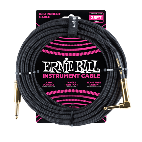 Ernie Ball P06058 25ft Instrument Cable Braided Black