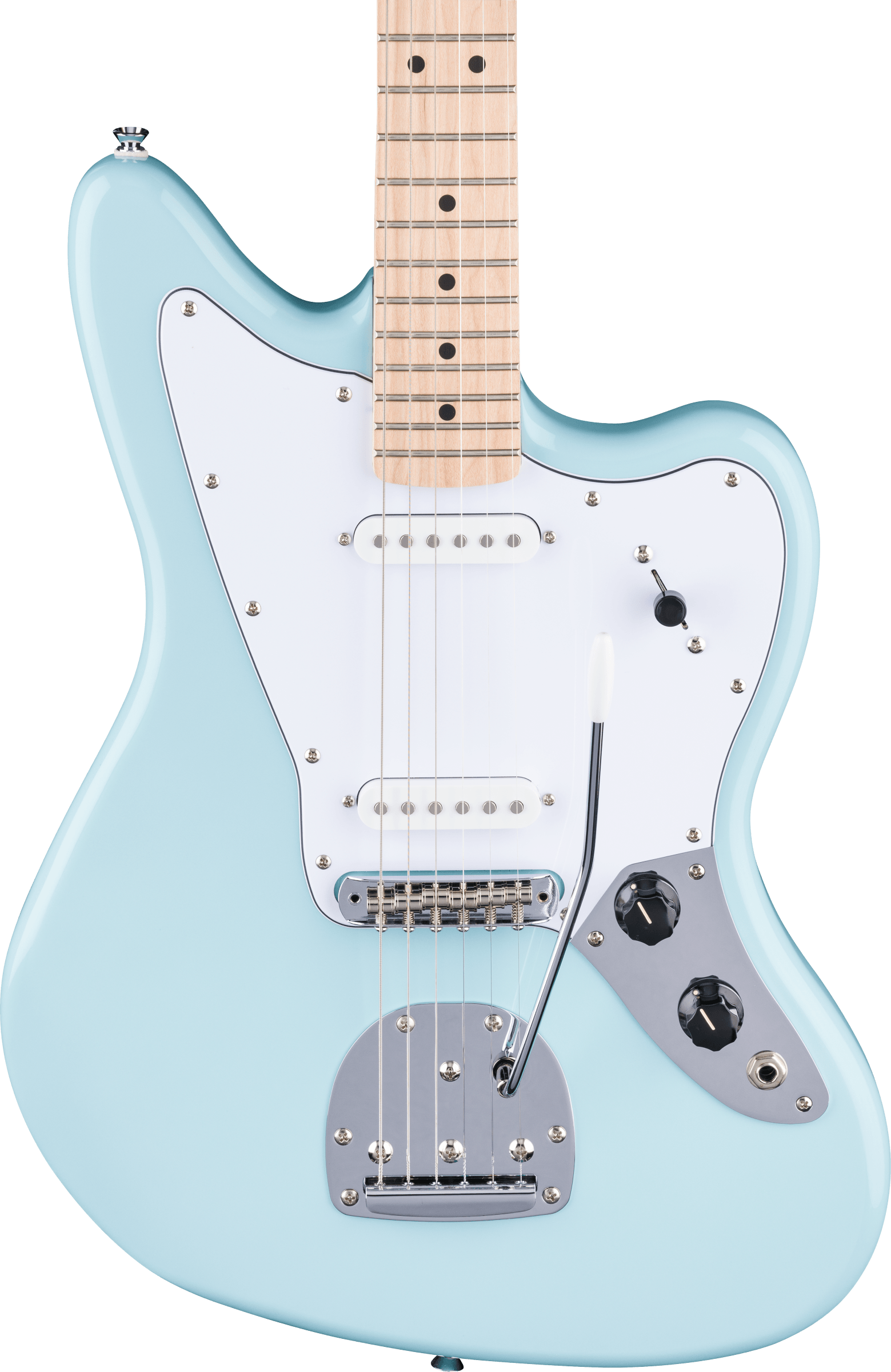 Squier FSR Affinity Series Jaguar Matching Headstock, Daphne Blue