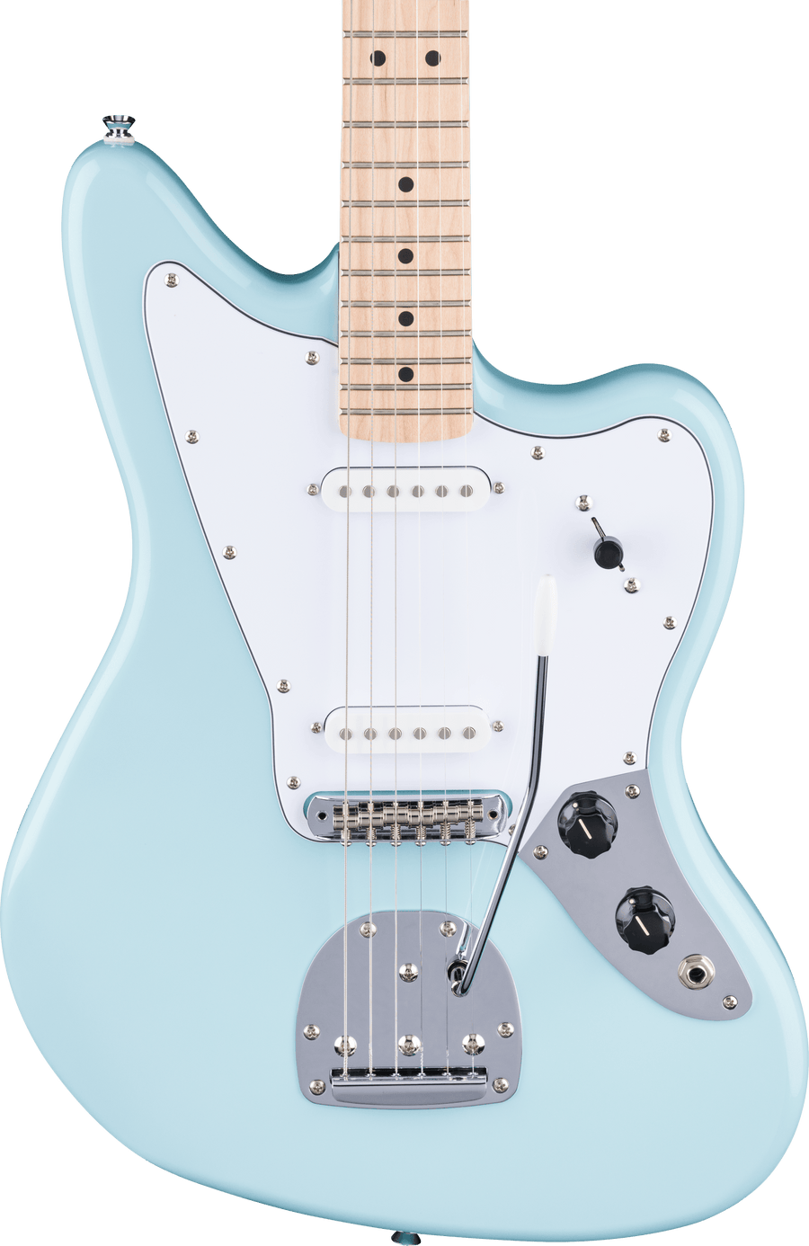 Squier FSR Affinity Series Jaguar Matching Headstock, Daphne Blue