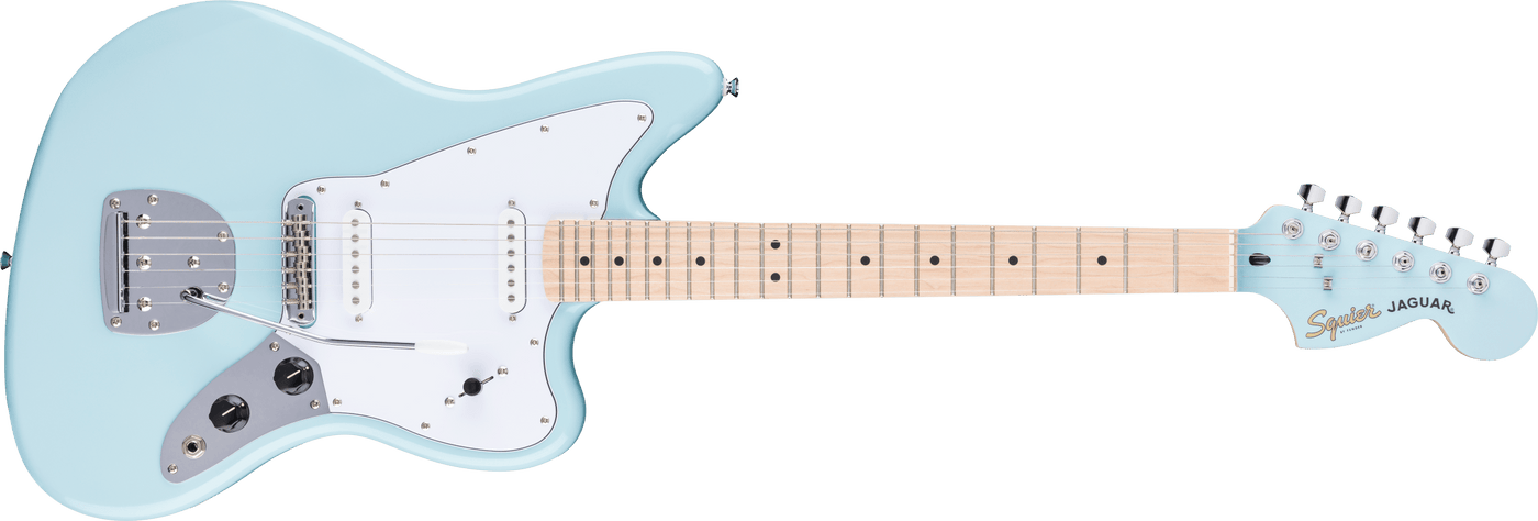 Squier FSR Affinity Series Jaguar Matching Headstock, Daphne Blue
