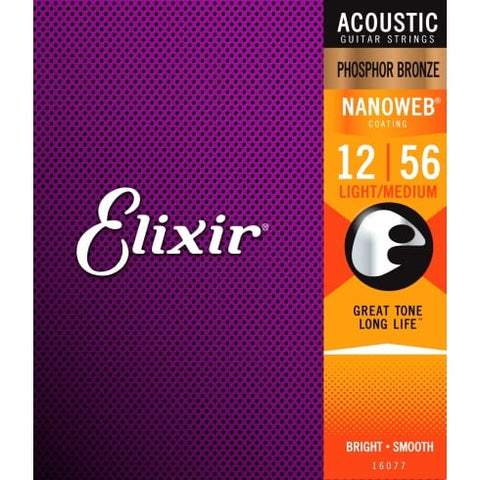 Elixir Nanoweb PB Acoustic Strings 12-56