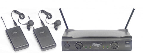 Stagg UHF true diversity 2-channel lapel microphone wireless system