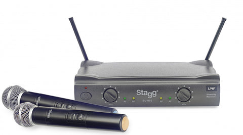 Stagg UHF true diversity 2-channel handheld microphone wireless system