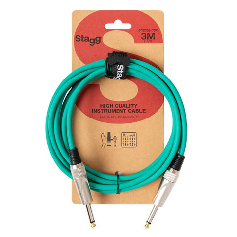 Stagg SGC3DL CGR S-Series Instrument Cable – 3m, Green
