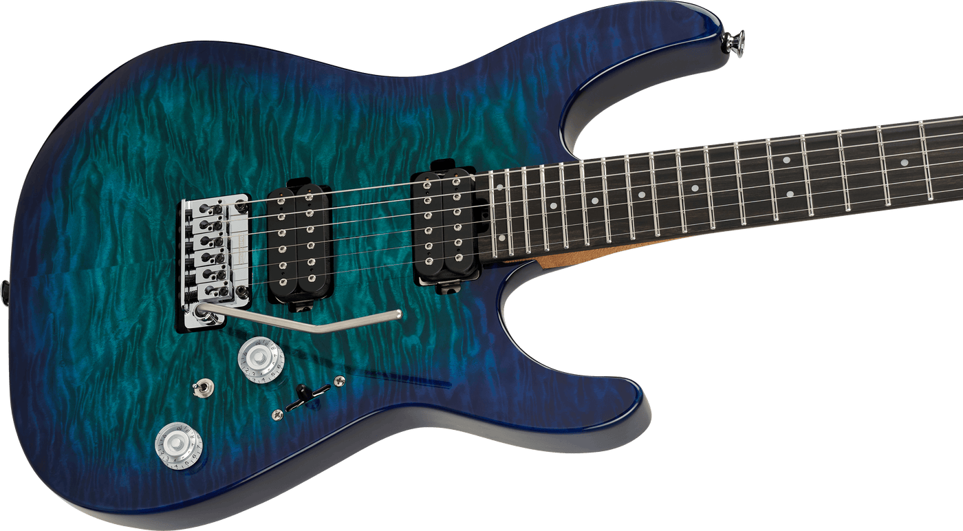 Charvel Pro-Mod Plus DK24 HH 2PT EB QM, Ebony Fingerboard - Chlorine Burst