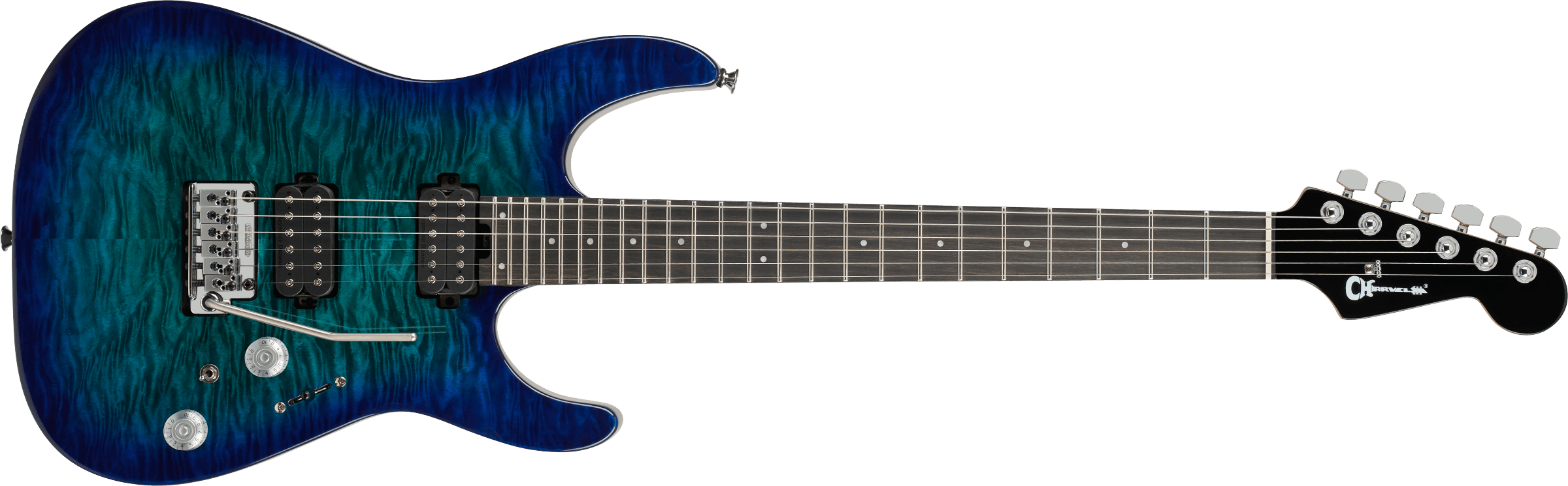 Charvel Pro-Mod Plus DK24 HH 2PT EB QM, Ebony Fingerboard - Chlorine Burst