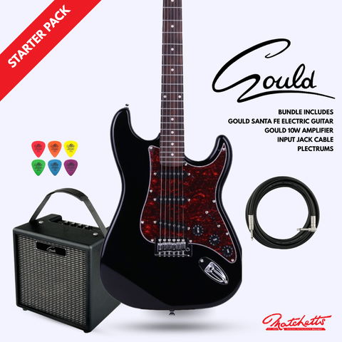 Gould Santa Fe Electric Guitar Black & Amp Pack