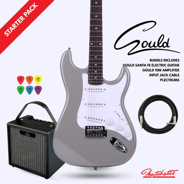 Gould Santa Fe Electric Guitar Silver & Amp Pack