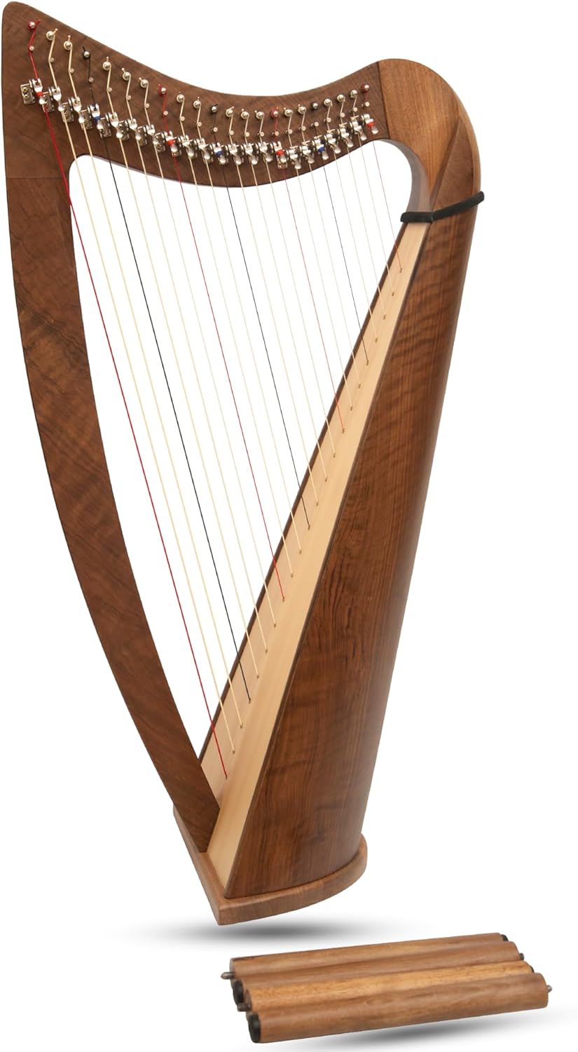 22 Claddagh String Harp Walnut & Bag