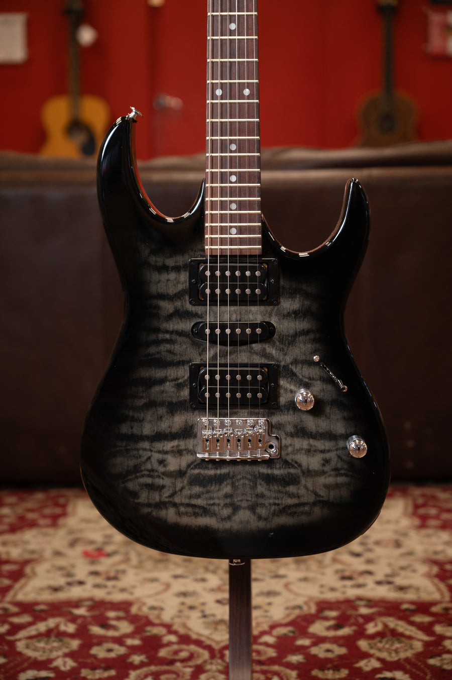 PREOWNED: Ibanez GRX70QA Trans Black Burst