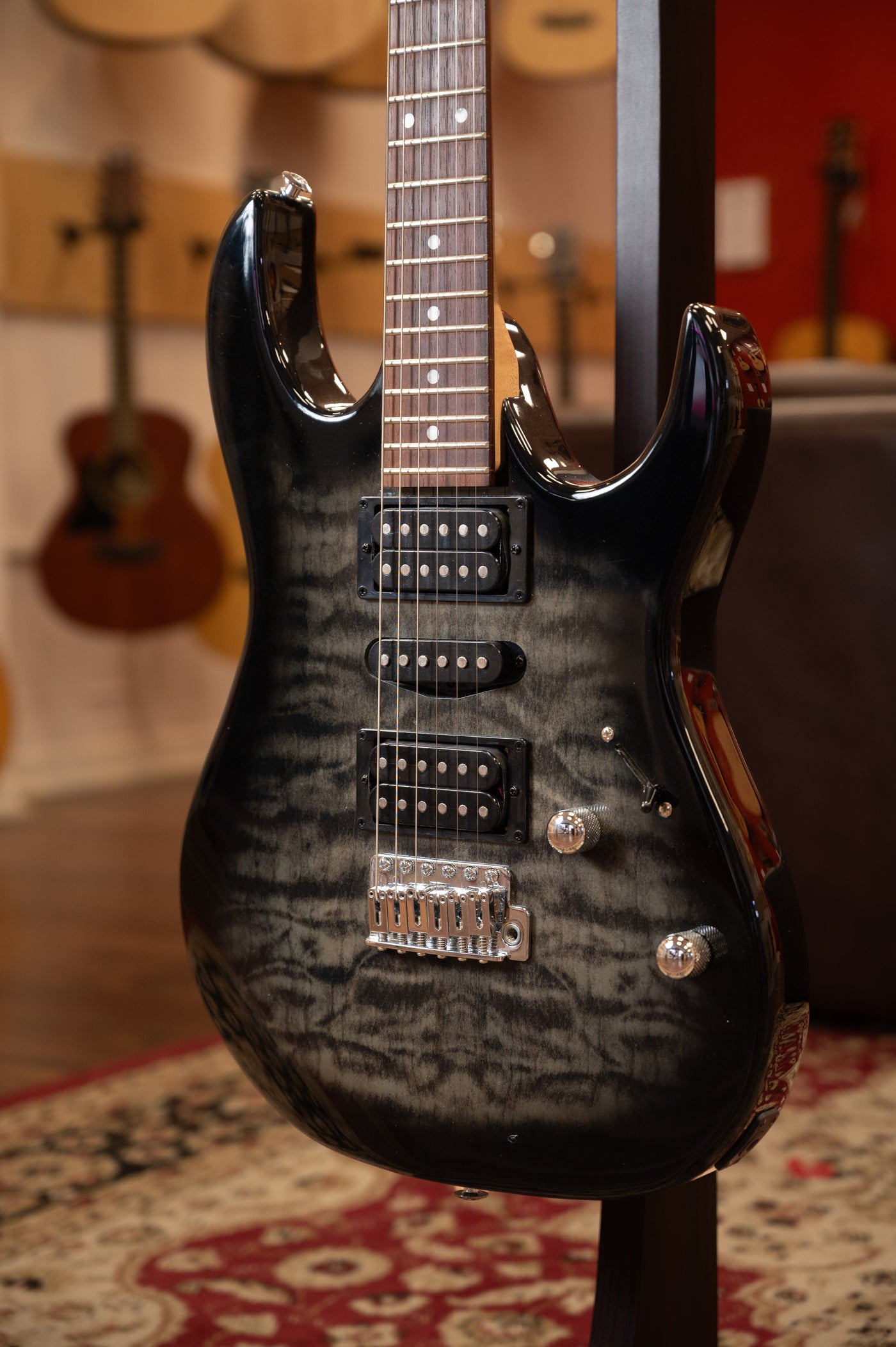 PREOWNED: Ibanez GRX70QA Trans Black Burst