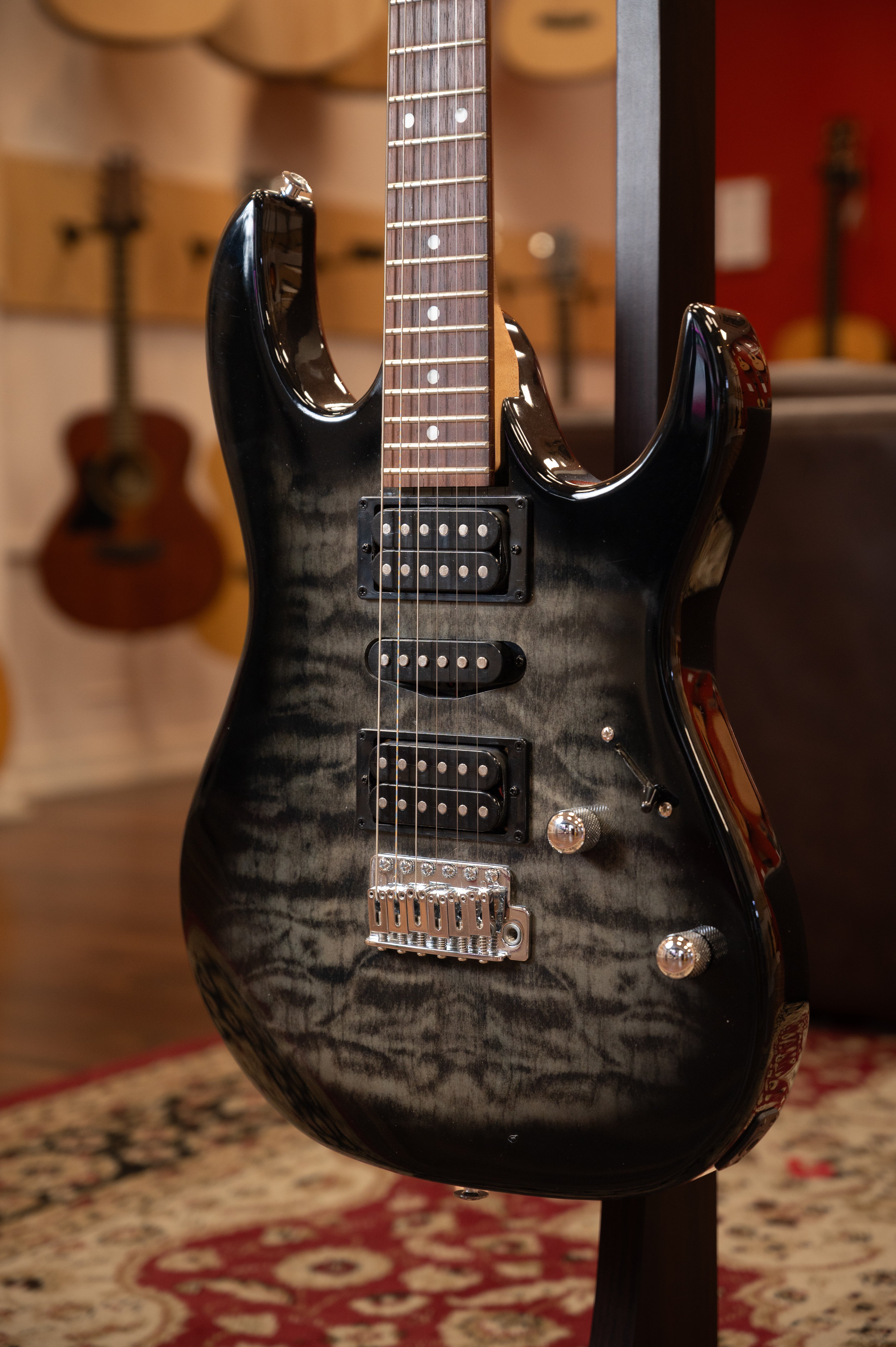 PREOWNED: Ibanez GRX70QA Trans Black Burst