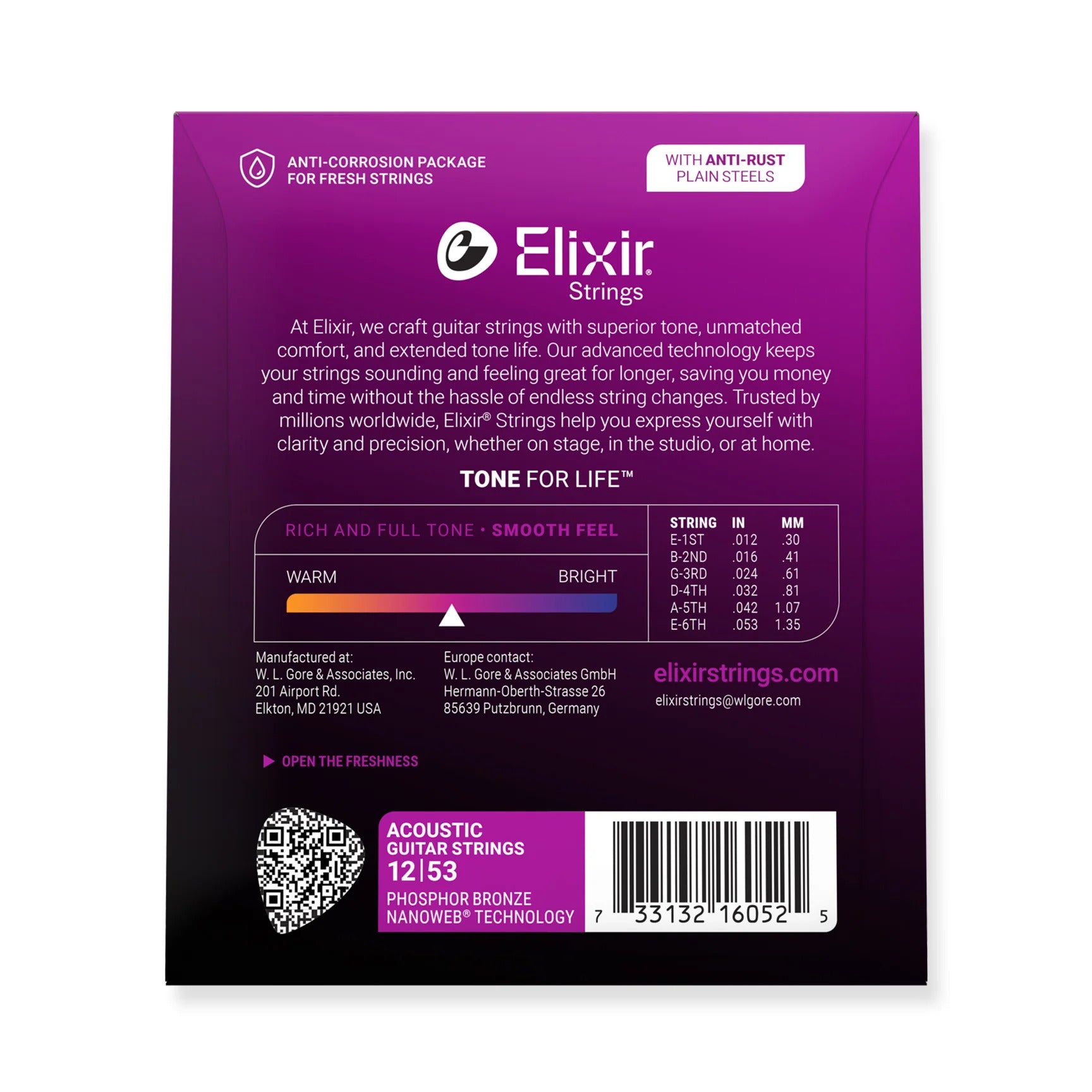 Elixir Nanoweb PB Light Acoustic Strings 12-53