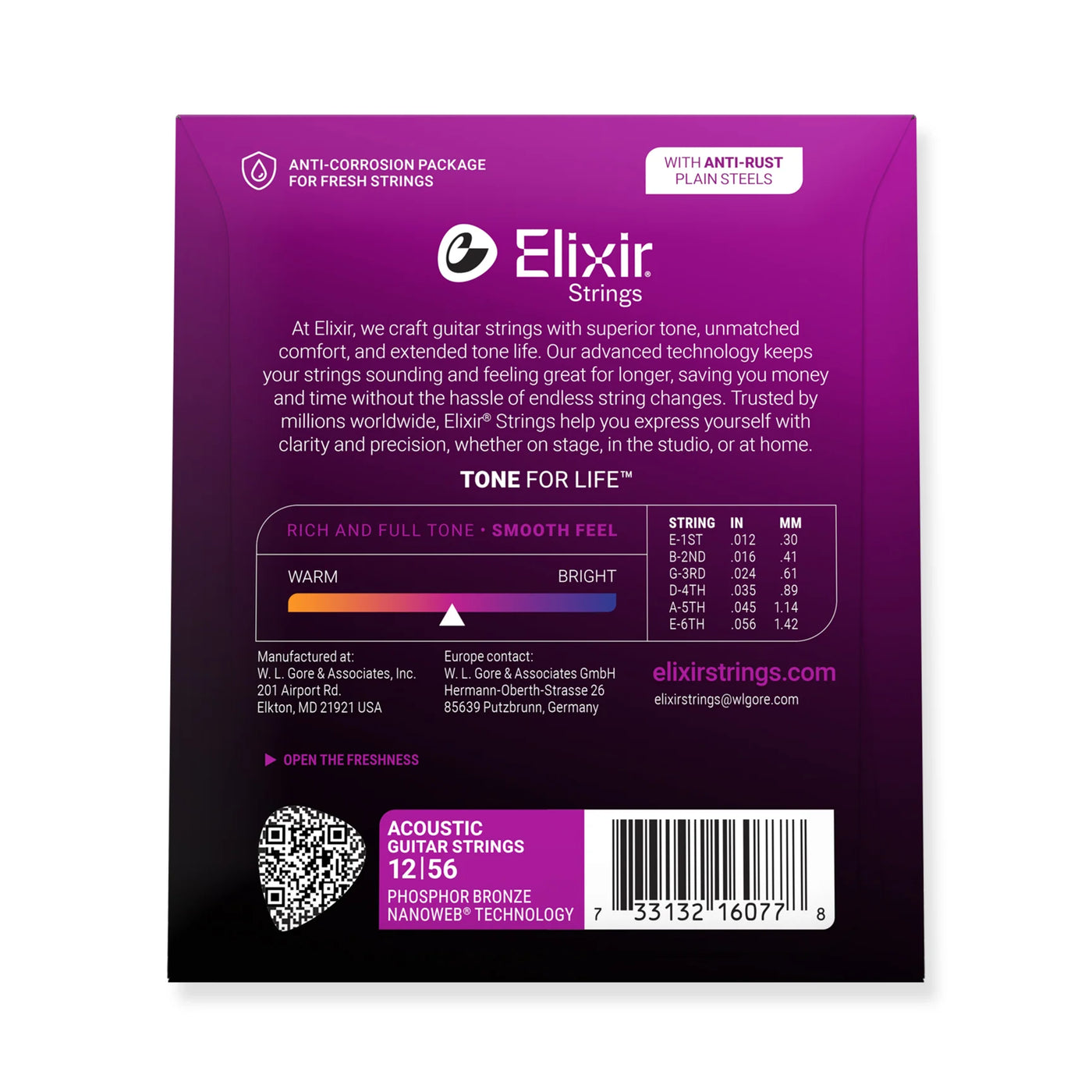 Elixir Nanoweb PB Acoustic Strings 12-56