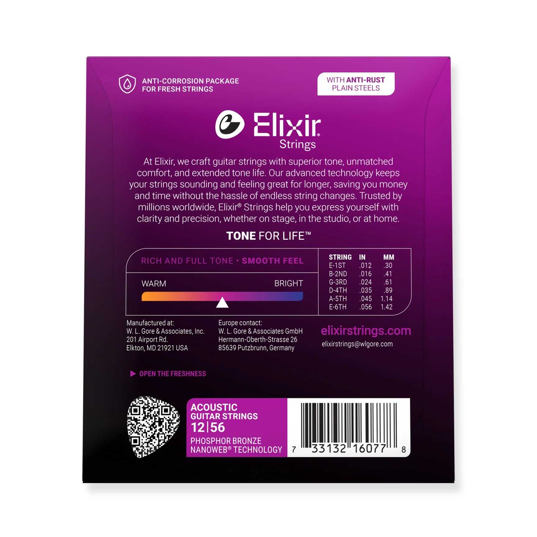 Elixir Nanoweb PB Acoustic Strings 12-56