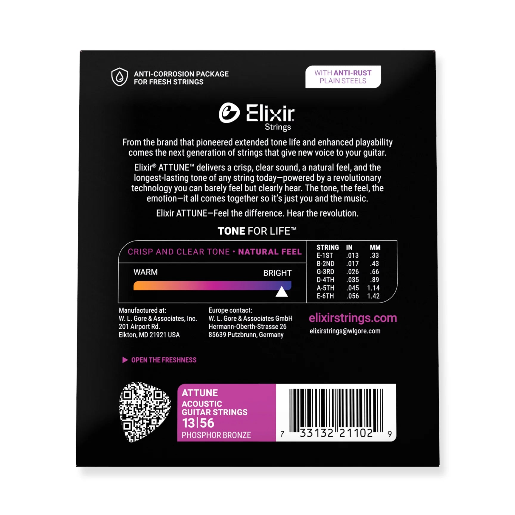 Elixir ATTUNE Phosphor Bronze Acoustic 13-56