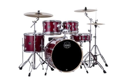 Mapex Venus 20" Rock Kit 3 piece cymbal set and throne, Crimson Red Sparkle