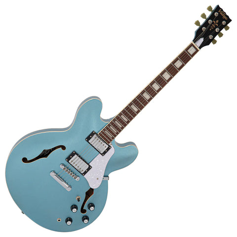 Vintage VSA500B ReIssued Semi Acoustic Guitar Gun Hill Blue