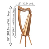 Boru 19 String Walnut Harp & Bag