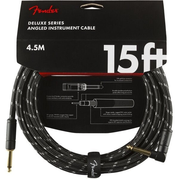 Fender Deluxe 15ft black angled cable