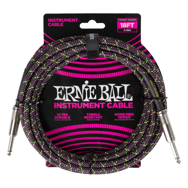 Ernie Ball (P06431) 18ft Instrument Cable Braided Purple