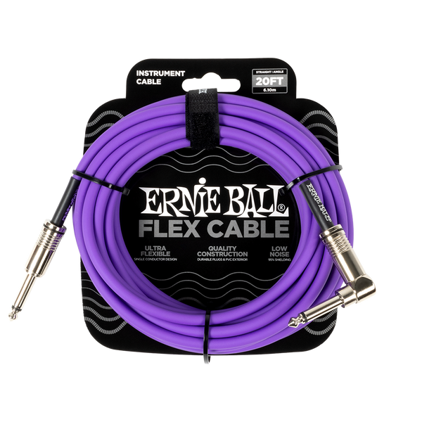 Ernie Ball (P06466) 20ft RA Flex Instrument Cable Purple