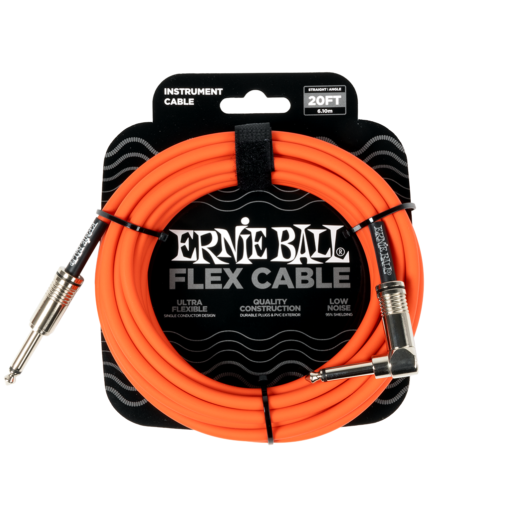 Ernie Ball 20ft RA Flex Instrument Cable (Neon Orange)