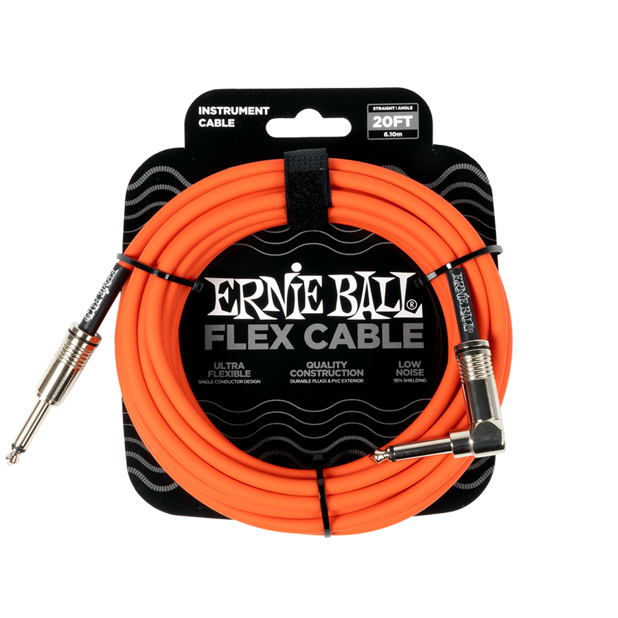 Ernie Ball 20ft RA Flex Instrument Cable (Neon Orange)