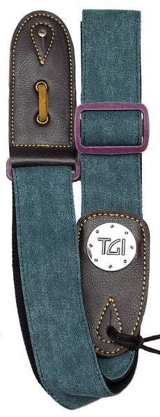 TGI TGS13075 Guitar Strap Woven Green Denim Purple Buckle