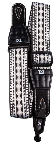 TGI TGS134H Guitar Strap Woven Cotton Aztec Stitch - Black & White