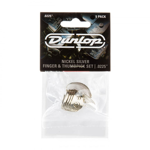 Jim Dunlop Nickel Finger Picks and Thumb Pick 0.225MM Gauge, 5 Pack