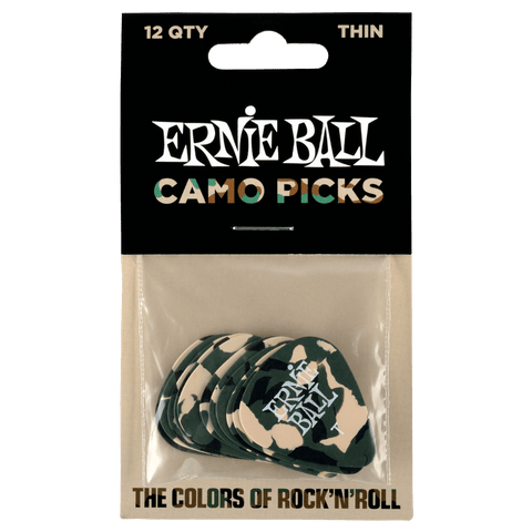 Ernie Ball Camouflage Picks. Thin pack of 12.