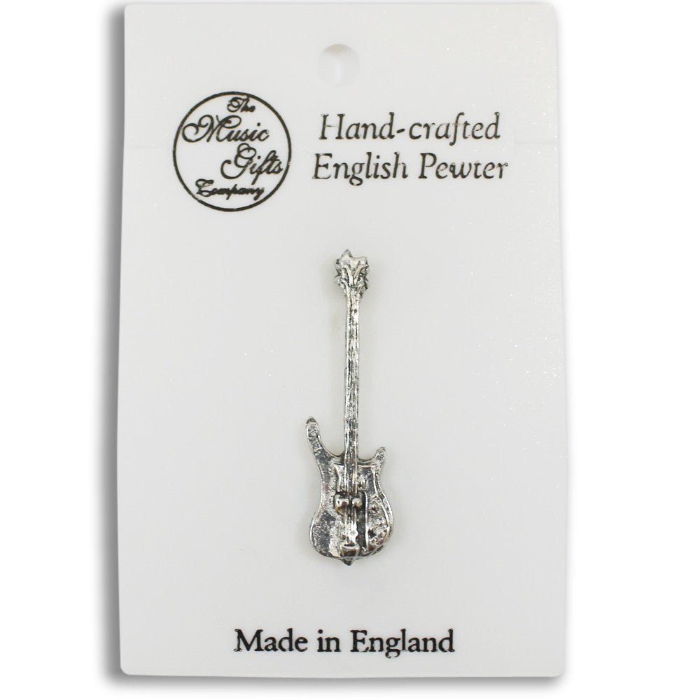 Pewter Bass Guitar Pin Badge