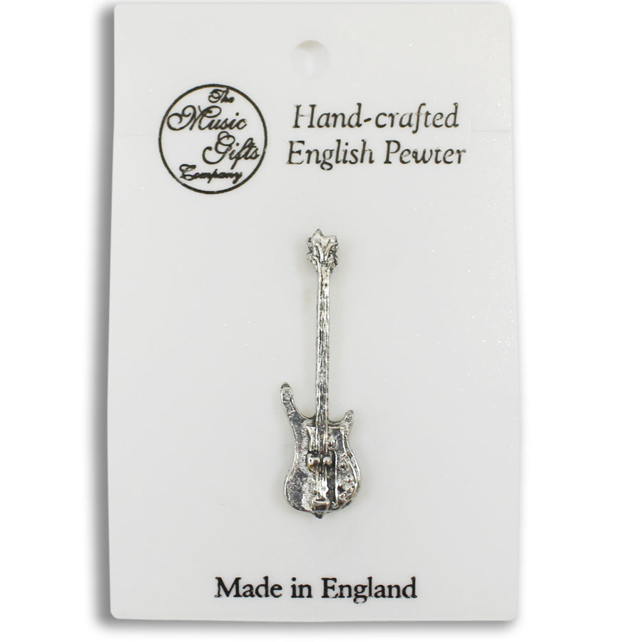 Pewter Bass Guitar Pin Badge
