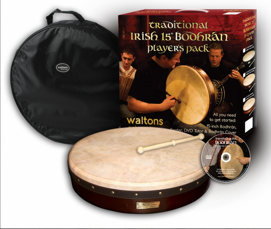 Waltons 15" Classic Brown Bodhran Pack