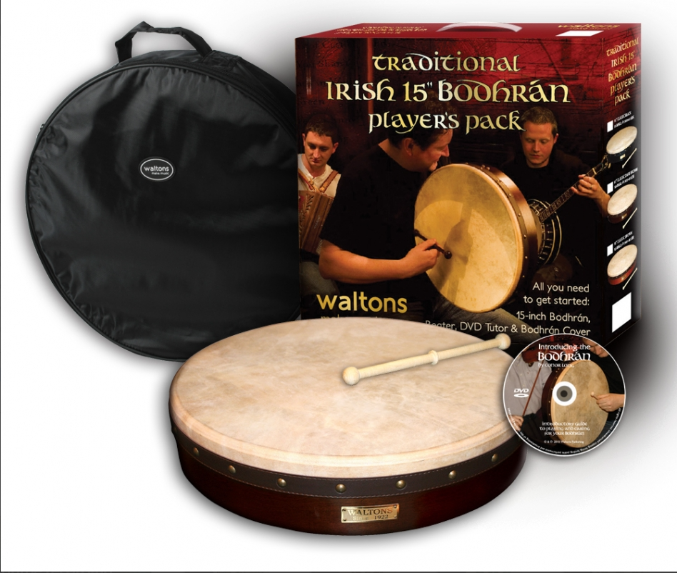 Waltons 15" Classic Brown Bodhran Pack