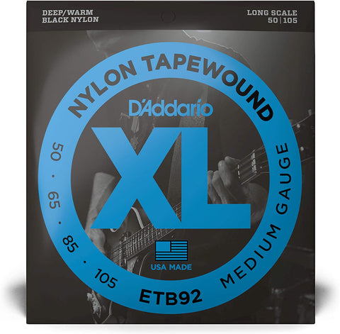 D'Addario Black Nylon Tape Wound 50-105 Bass Strings