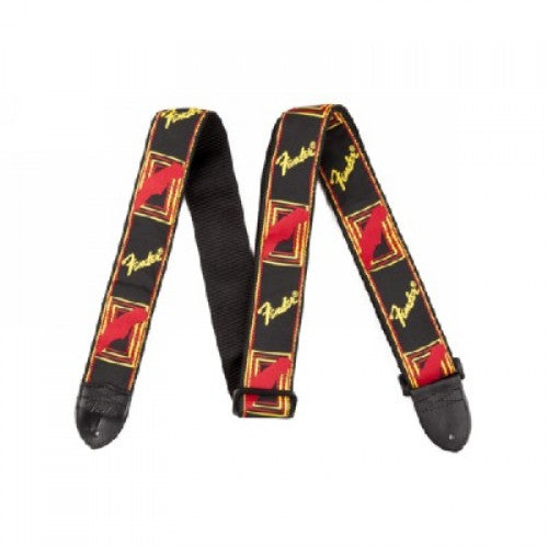 Fender 2” Monogrammed Straps Black/Yellow/Red