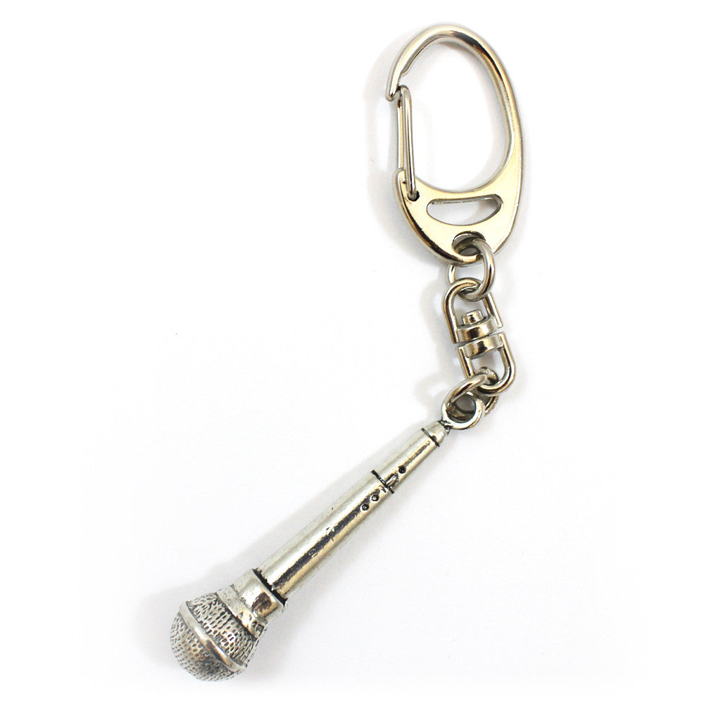 Pewter Microphone Keyring