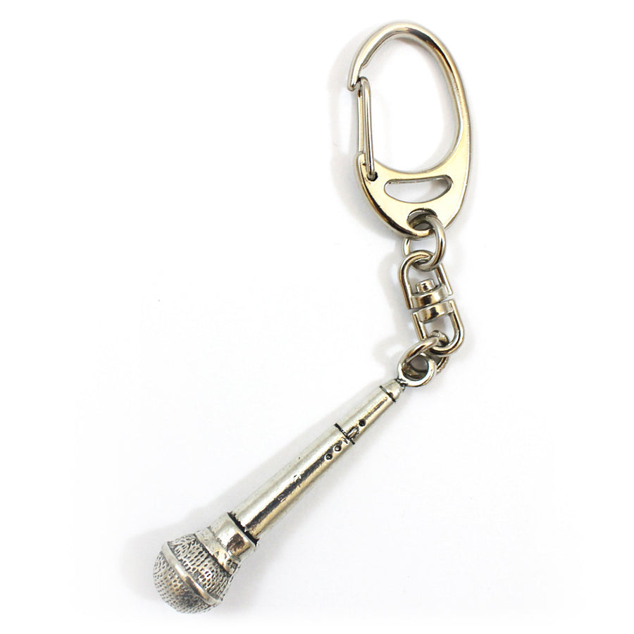 Pewter Microphone Keyring