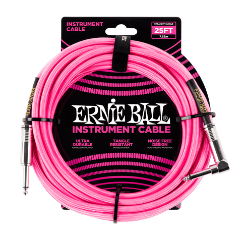 Ernie Ball 25ft Instrument Cable Neon Pink