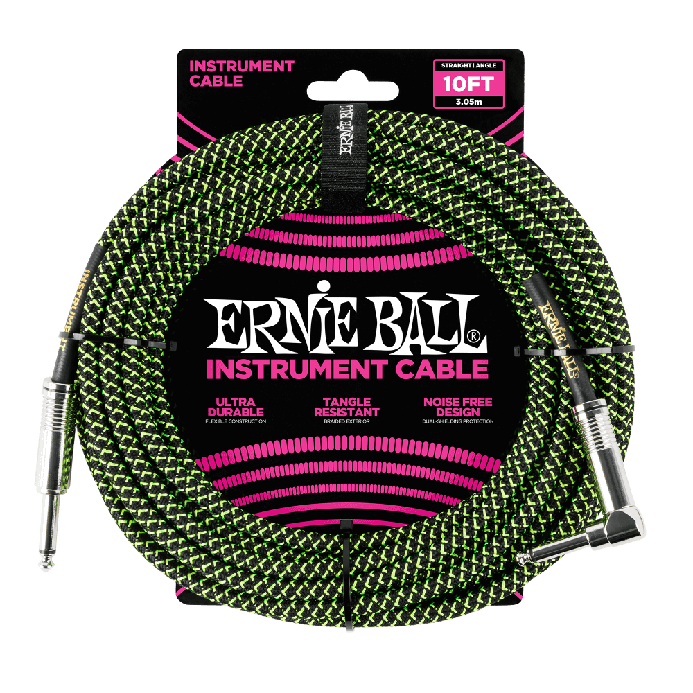 Ernie Ball 10ft Instrument Cable Black / Green