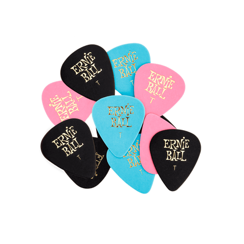 Ernie Ball Cellulose Acetate Nitrate. Mixed Colour Picks, .46mm, bag of 12.