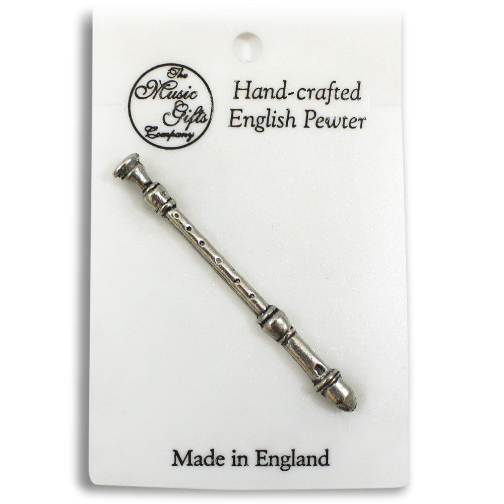 Pewter Recorder Pin Badge
