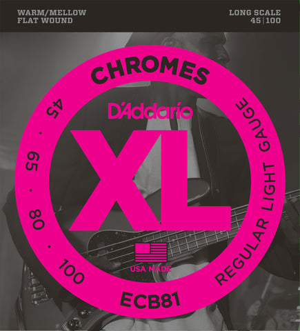 D'addario ECB81 Chromes Flat Wound Bass 45/100