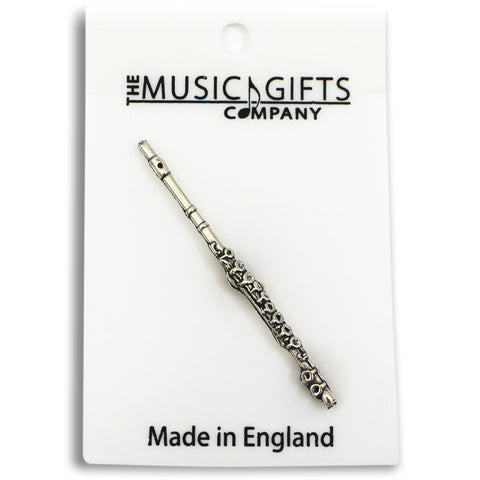 Pewter Flute Pin Badge
